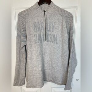 Harley-Davidson XXL Women’s Wool Blend Sweater 1/4 Zip Gray Silver